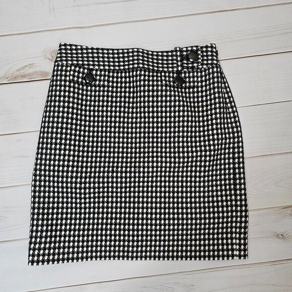 ANN TAYLOR Wool Blend Black/White Mini Skirt~Size 2 - Picture 8 of 11